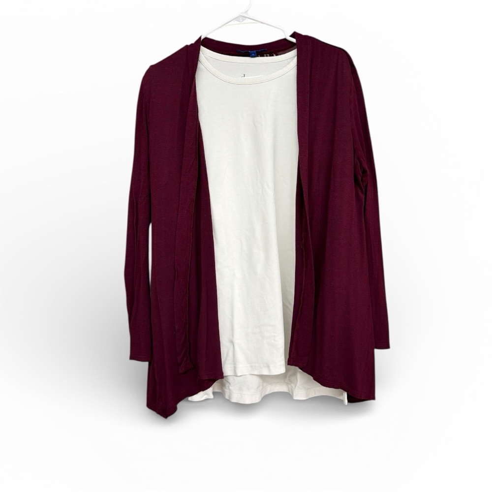 (2) Cardigans with 3/4 Sleeve White Under Shirt